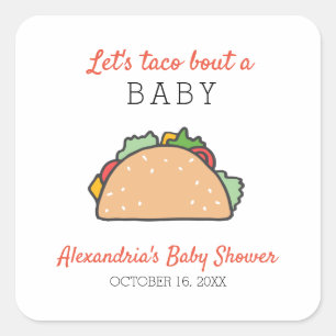 Adesivo Quadrado Vamos Falar de Taco Sobre um Bebê Festa de Bebê Fo