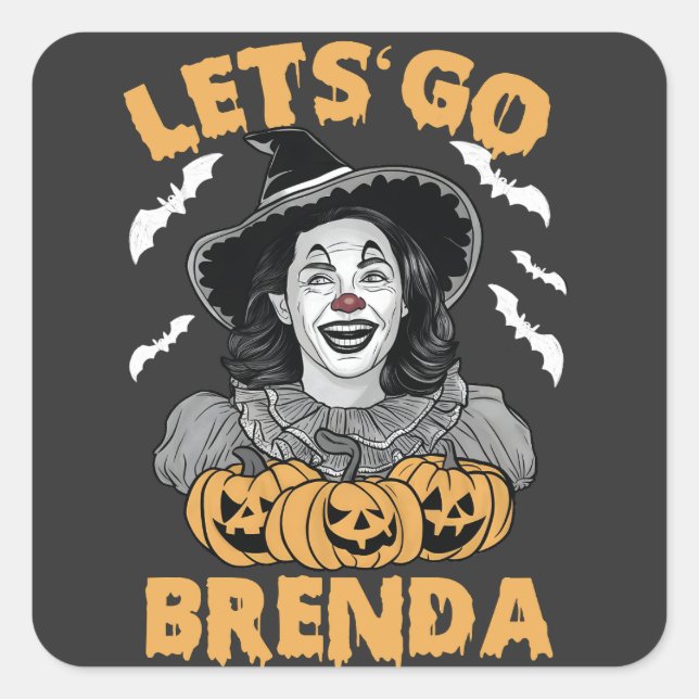 Adesivo Quadrado Vamos Go Brenda Spooky Halloween Kamala Harris (Frente)