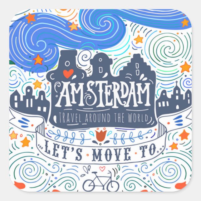 Adesivo Quadrado Vamos Mover Para Amsterdã (Frente)
