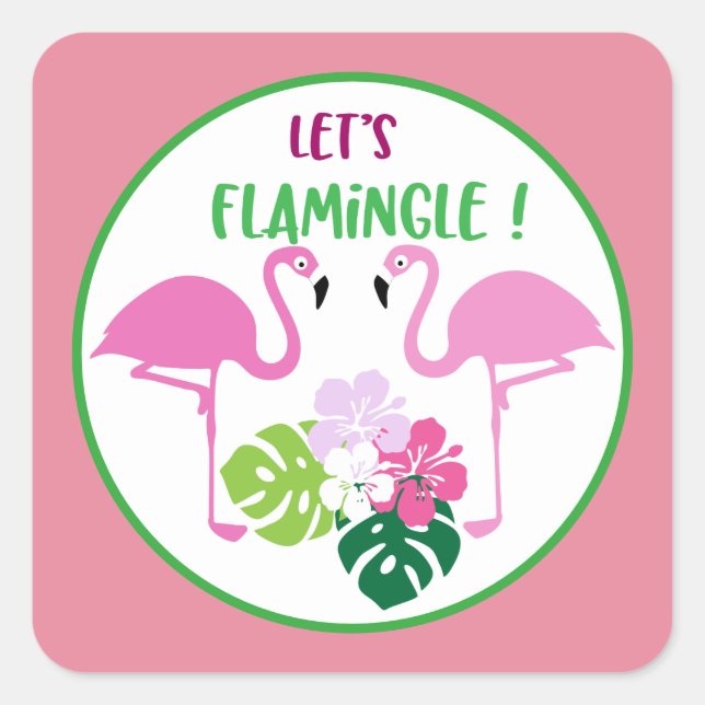 Adesivo Quadrado Vamos Palavras-Flamingle (Frente)