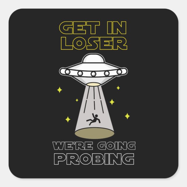 Adesivo Quadrado Vamos Perder, vamos buscar UFO Sci-fi (Frente)