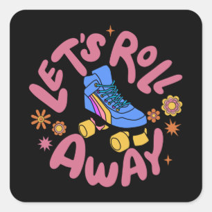 Adesivo Quadrado Vamos rolar para fora Skates do cilindro