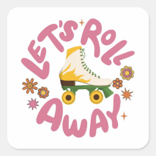 Adesivo Quadrado Vamos rolar para fora Skates do cilindro