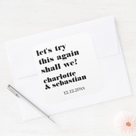 Adesivo Quadrado Vamos Tentar Novamente Salvar a Data