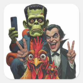Adesivo Quadrado "Vampire Selfie" Chessy Chicken Selfies