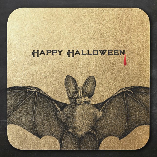 Adesivo Quadrado Vampiro Bat Halloween Dourado (Criador carregado)