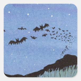 Adesivo Quadrado Vampiro Bats Halloween
