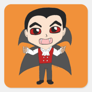 Adesivo Quadrado vampiro de chibi