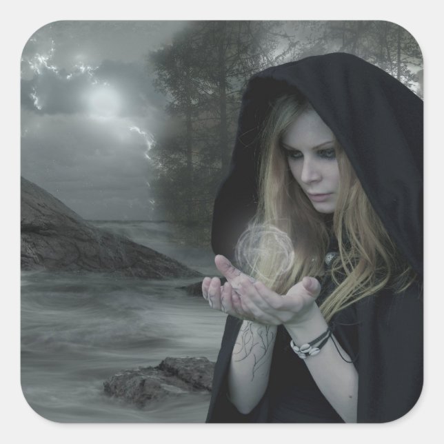 Adesivo Quadrado Vampiro e Bruxaria (Frente)