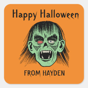 ADESIVO QUADRADO VAMPIRO ESCURO, HELLOWEEN STICKER HELLOWEEN PERSON
