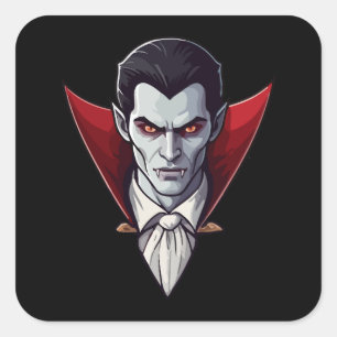 Adesivo Quadrado 🦇 Vampiro Gótico 🖤 Vampiro Preto 🎃