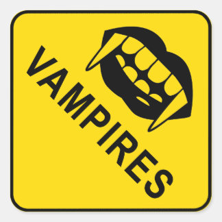 Adesivo Quadrado Vampiros, Sinal de Aviso de Diamante Amarelo