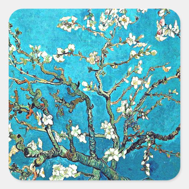 Adesivo Quadrado Van Gogh - Almond Blossoms, famosa pintura (Frente)