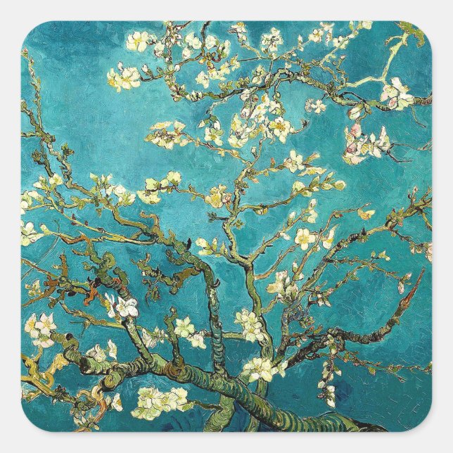 Adesivo Quadrado Van Gogh Almond Blossoms Impressionismo Clássico (Frente)
