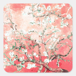 Adesivo Quadrado Van Gogh Almond Blossoms Peach