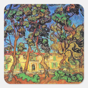 Adesivo Quadrado Van Gogh - Árvores no Jardim do Hospital de São Pa