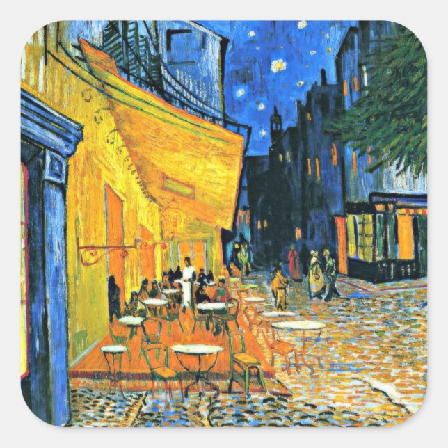 Adesivo Quadrado Van Gogh - Cafe Terrace (Frente)
