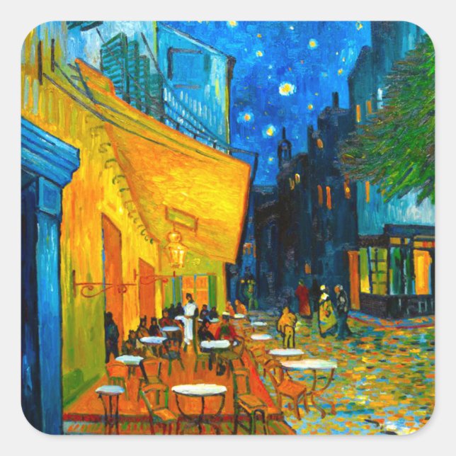Adesivo Quadrado Van Gogh Café Terrace at Night (Frente)
