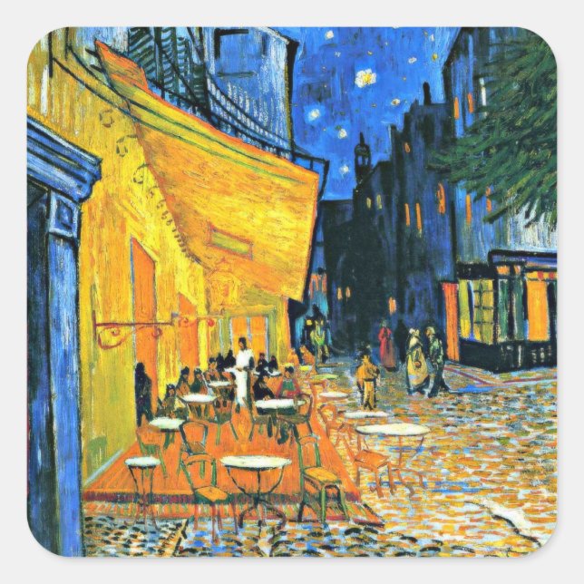 Adesivo Quadrado Van Gogh - Cafe Terrace, Van Gogh famoso quadro (Frente)