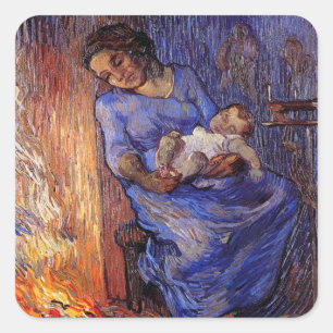 Adesivo Quadrado Van Gogh, homem está no mar, arte do