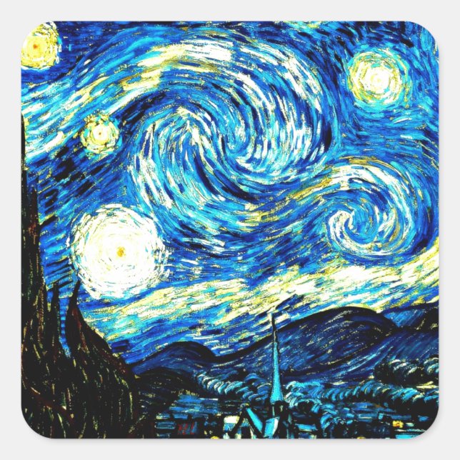 Adesivo Quadrado Van Gogh - Noite Estrelada (Frente)