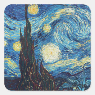 Adesivo Quadrado Van Gogh Starry Night Classism Arte