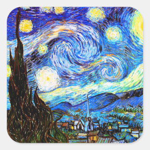 Adesivo Quadrado Van Gogh Starry Night Fine Art
