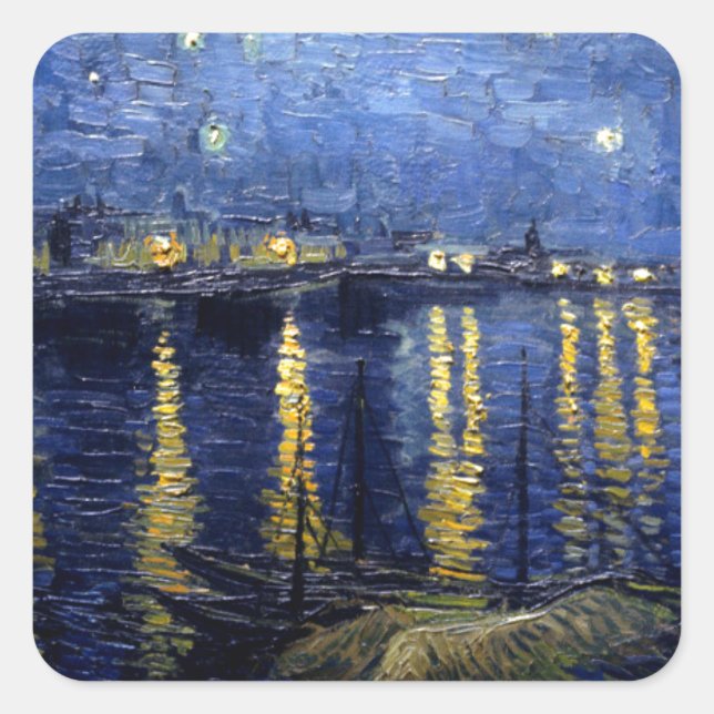 Adesivo Quadrado Van Gogh Starry Night Over Rhone (Frente)