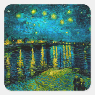 Adesivo Quadrado Van Gogh Starry Night Over the Rhône