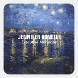 Adesivo Quadrado Van Gogh Starry Night Painting (Pintagem no Starry