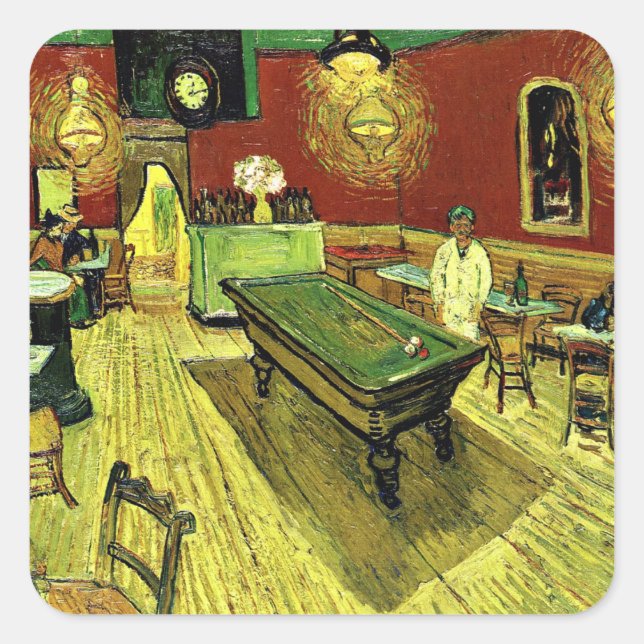 Adesivo Quadrado Van Gogh - The Night Cafe, famosa pintura, (Frente)