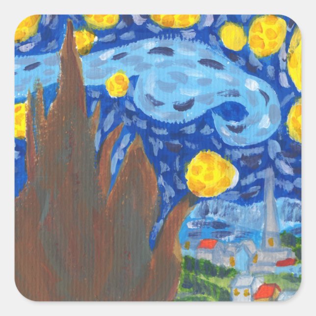 Adesivo Quadrado Van Gogh, The Starry Night Stickers (Frente)