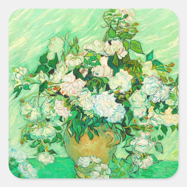 Adesivo Quadrado Van Gogh White Roses (Frente)