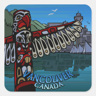 Adesivo Quadrado Vancouver Canada Stickers Landmark Souvenir Art