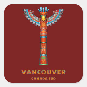 Adesivo Quadrado Vancôver (BC) Canadá - Totem pólo