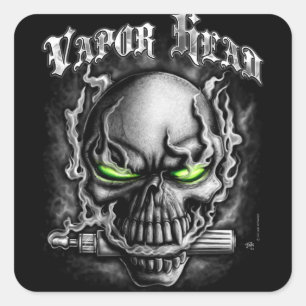 Adesivo Quadrado Vapor Head Black Square Sticker