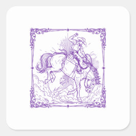Adesivo Quadrado Vaqueiro de Rodeio Cavalgada Ocidental
