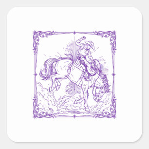 Adesivo Quadrado Vaqueiro de Rodeio Cavalgada Ocidental