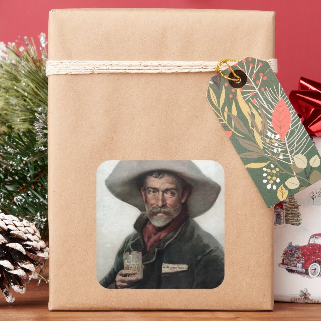 Adesivo Quadrado Vaqueiro espanhol Ranchero no Velho Salão Oeste (Feriado)