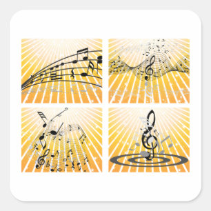 Adesivo Quadrado Várias Notas de Música