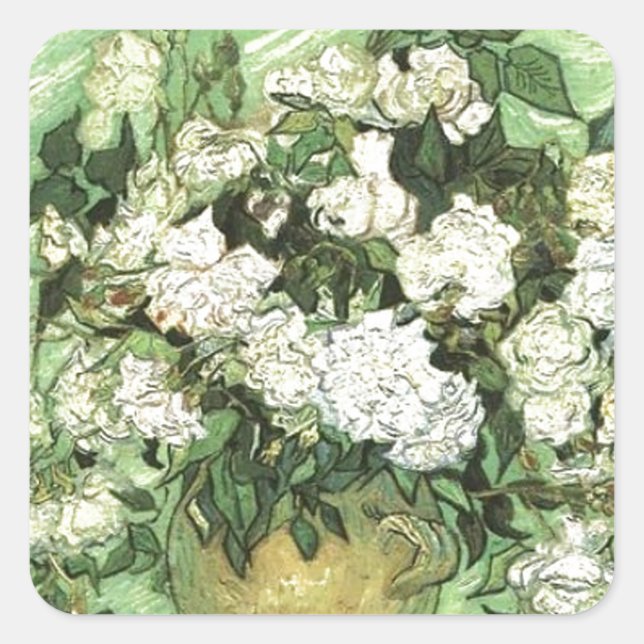 Adesivo Quadrado Vase com Rosas - Van Gogh (Frente)