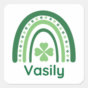 Adesivo Quadrado Vasily Name Clover Boho Rainbow