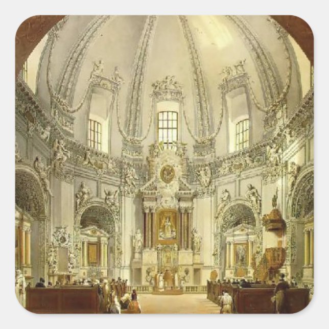 Adesivo Quadrado Vasily Sadovnikov: Interior da Igreja Trinitária (Frente)