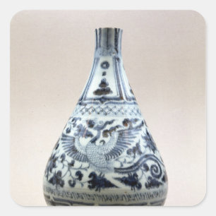 Adesivo Quadrado Vaso azul e branco, dinastia de Yuan
