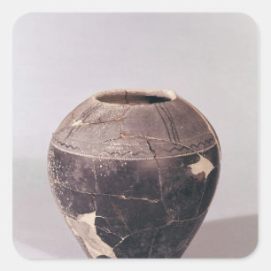 Adesivo Quadrado Vaso de Engobe decorado com linhas onduladas