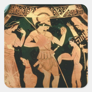 Adesivo Quadrado Vaso de figuras Vermelhas, representando um soldad