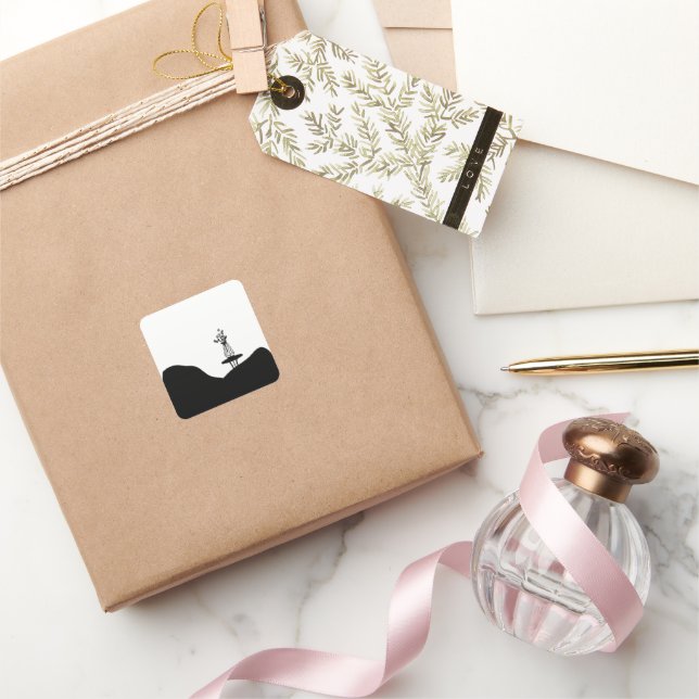 Adesivo Quadrado Vaso de flores boho sobre a mesa (Presentear)