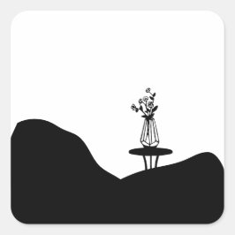 Adesivo Quadrado Vaso de flores boho sobre a mesa