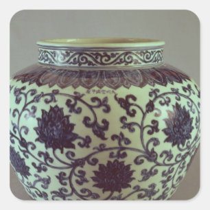 Adesivo Quadrado Vaso grande azul e branco Ming