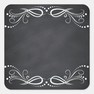Adesivo Quadrado Vazio Faux Chalkboard Floral Swirl Personalizar